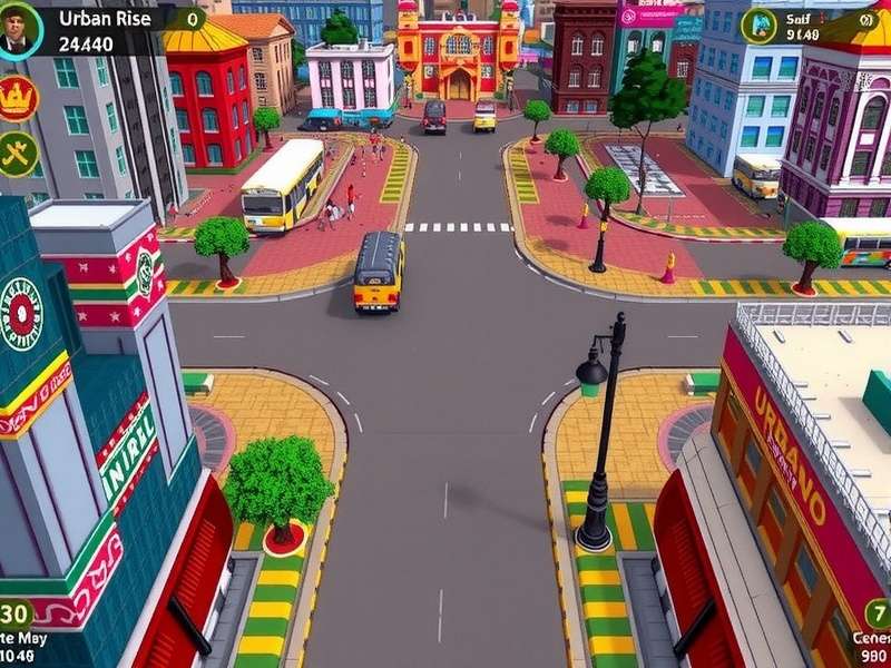 Urban Rise India gameplay showing a mixed city with traditional and modern buildings