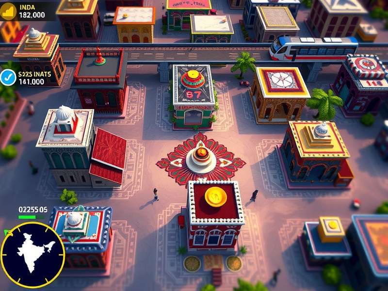 Urban Rise India transportation system showing metro, buses, and rickshaws